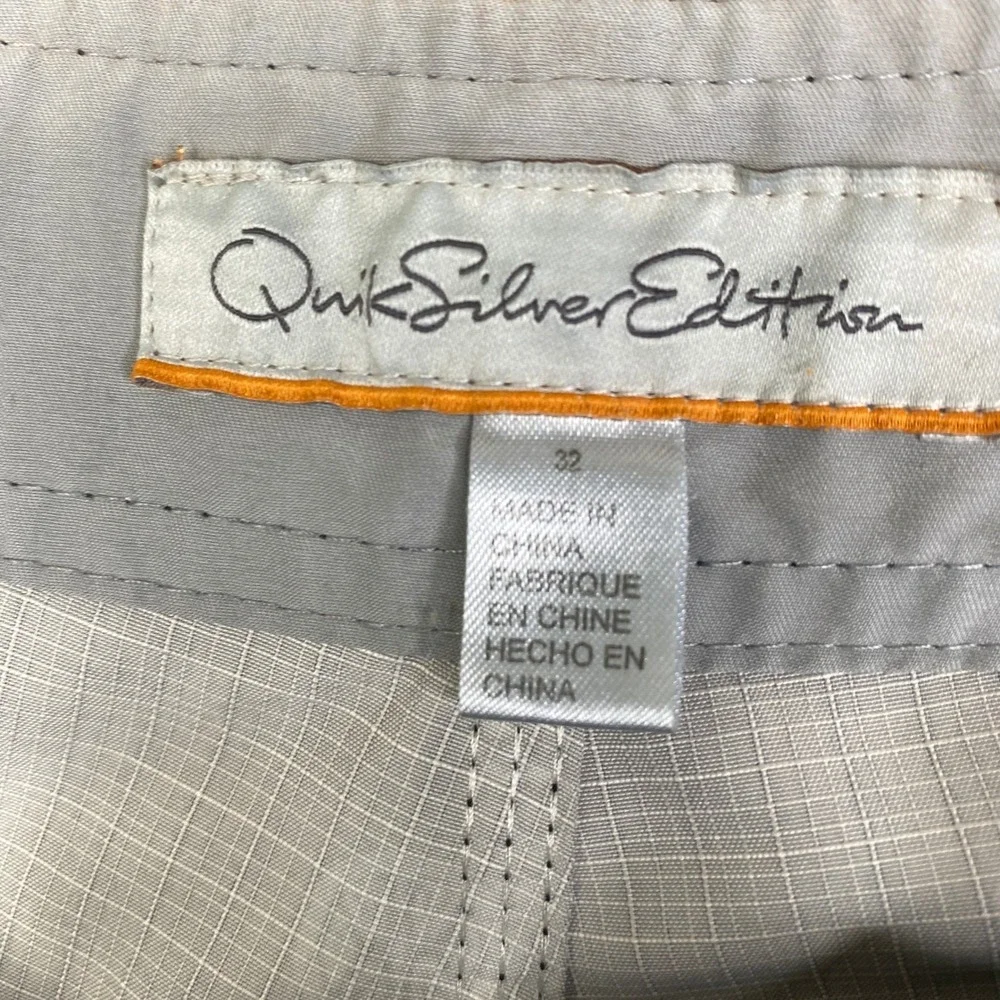 VTG Quiksilver Edition Mens Board Shorts 32 Charcoal Grey Ripstop AOP Print Surf